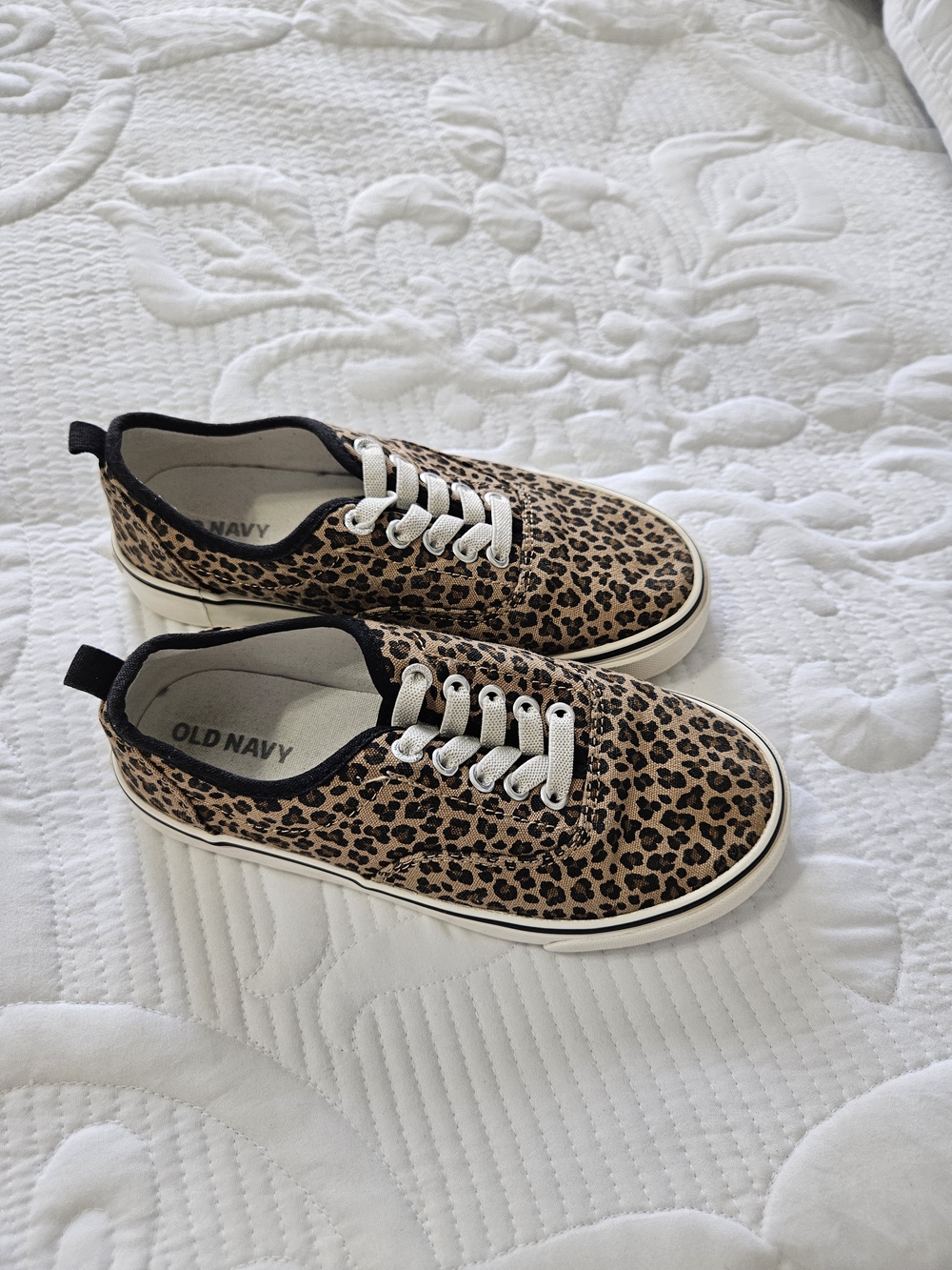 Old Navy Leopard Print Kids Sneakers in Tan and Black